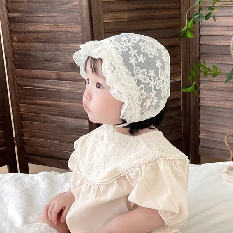 الدانتيل زهرة الطفل قبعة مطرزة الأزهار كشكش الأمير...