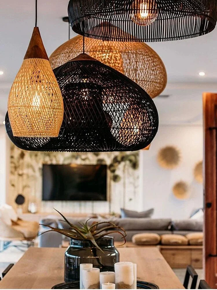 Description Picture 3 of itemSoutheast Asian Rattan Lamps Handmade Pendant Lights Hight Quality Dining Room Restaurant Kitchen Light Fixtures Loft Luminaries