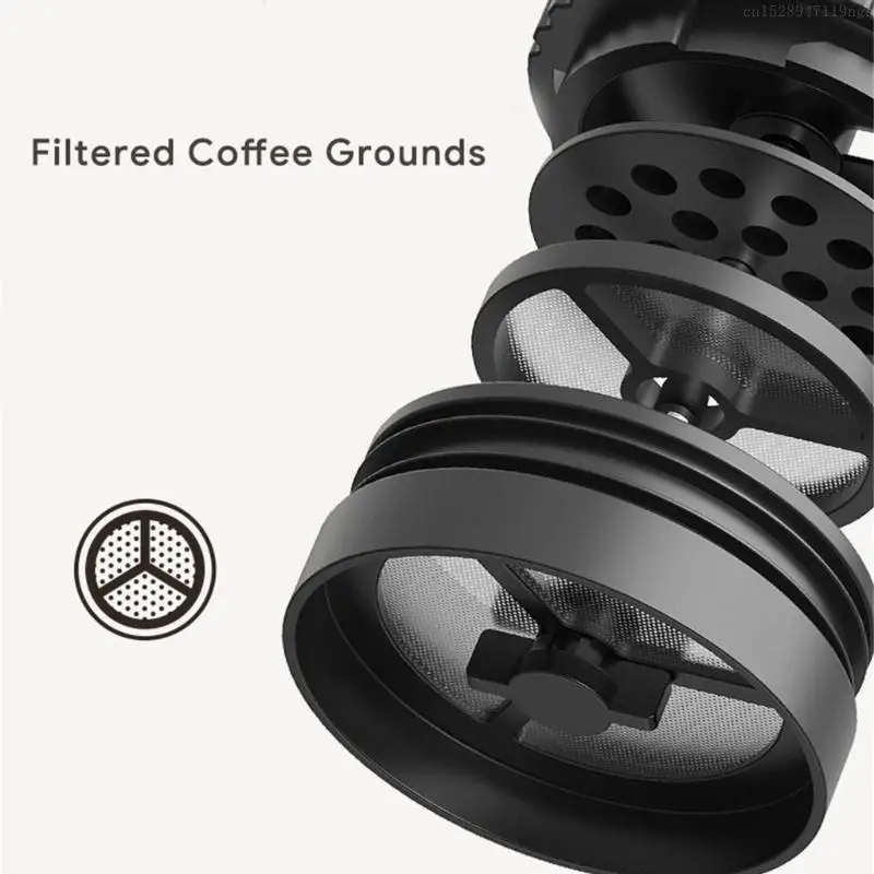Portable Outdoor French Press Insulated Coffee Pots Stainless Steel Texture R9UD