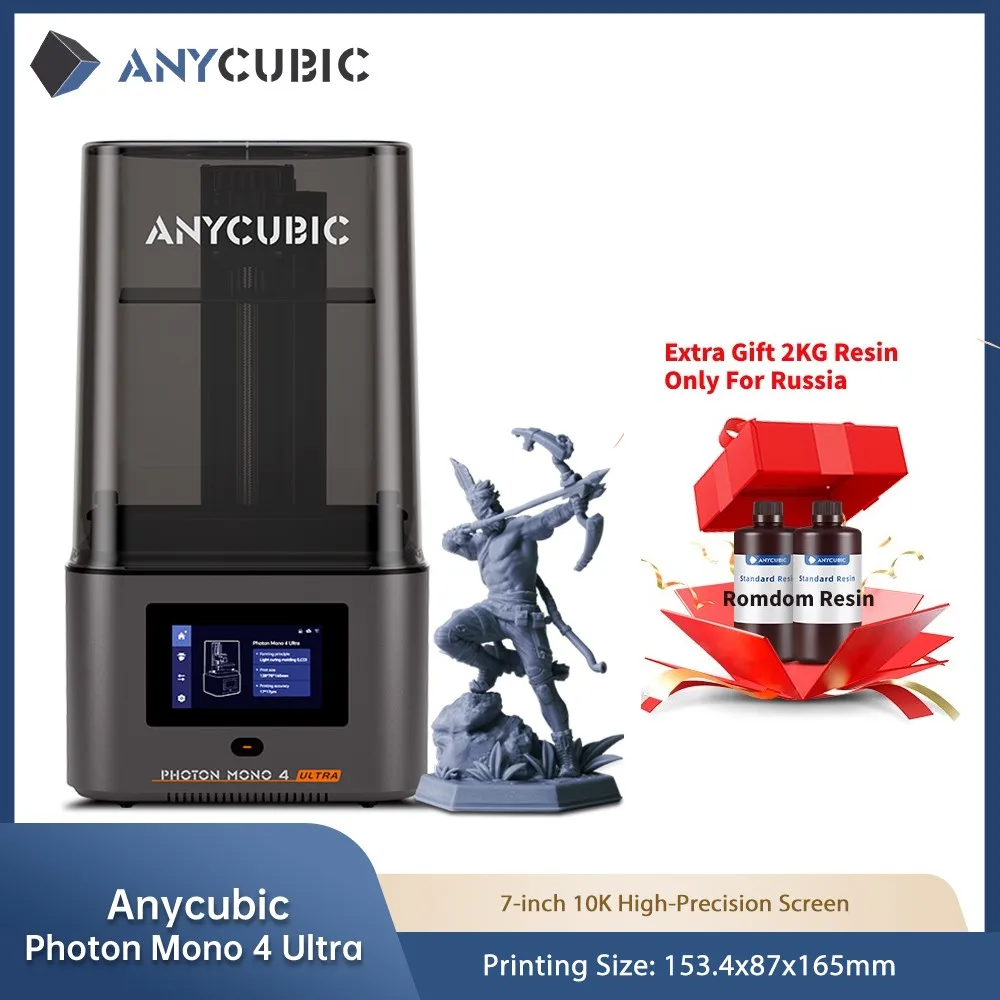 3D Printer ANYCUBIC Photon Mono 4 Ultra V2 LCD 3D Printer 7" 10K UV Resin Printers High Speed 3D Printing Build Volume Size 153.4x87x165mm