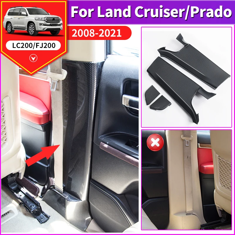 

For Toyota Land Cruiser 200 2008-2021 2020 fiber pattern Car Door B pillar Protection Cover LC200 FJ200 Interior Accessories