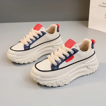 New 2026 Leather Sneakers Womens Shoes Summer Fashion Students Casual Zapatos De Mujer Thick Bottom Sports Female Platform Shoes