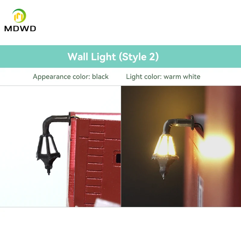 5Pcs 1/87 Scale 3V Lampade Da Parete Classiche Lampioni Modello Making Ho Train Railway Layout