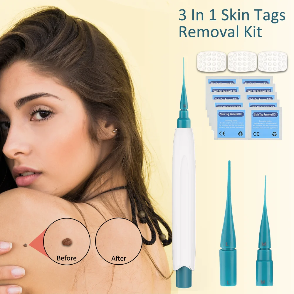 3 IN 1 Auto Skin Tag Remover Kit Painless Wart Remover Upgraded Micro Skin Tag Removal Face Care Beauty Tools For Adult