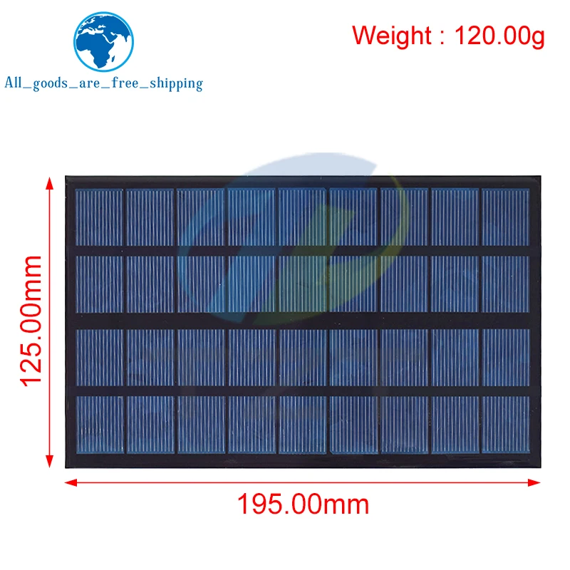TZT 1/3pcs 9V 334mA 3W 태양 전지 패널 다결정 125*195MM 미니 Sunpower 태양 광 시스템 DIY 배터리 휴대 전화 충전기