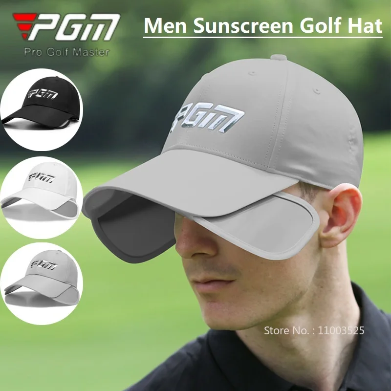 PGM Men Sun Hat Retractable Visor Caps Scalable Brim Golf Baseball Cap UV Protection Beach Outdoor Hats Anti-Sweat Head Cover