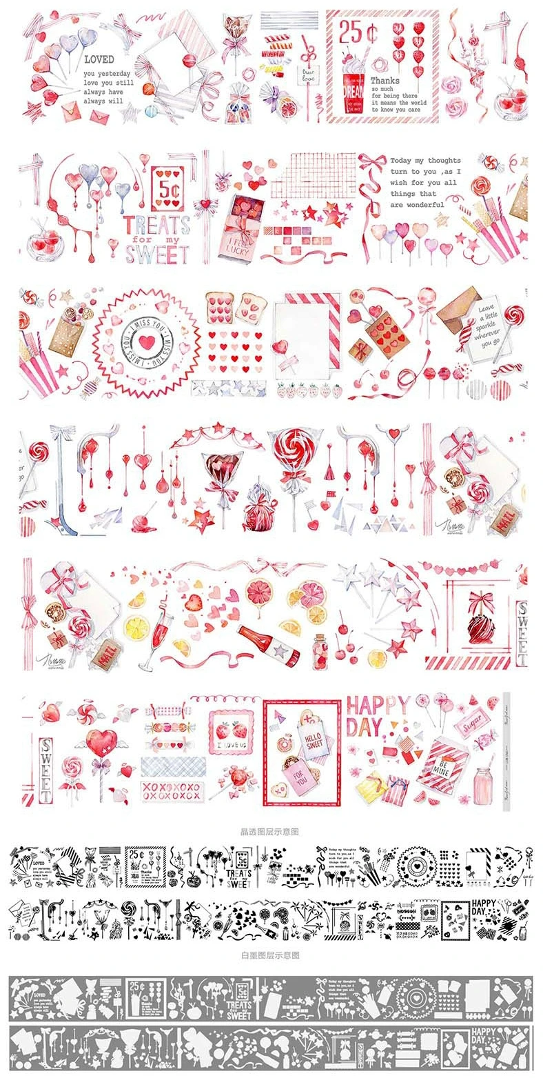 

Sweet Memory Miss Candy Text and Heart Crystal PET Tape Decorative Stickers Collage Diy Card Scrapbooking