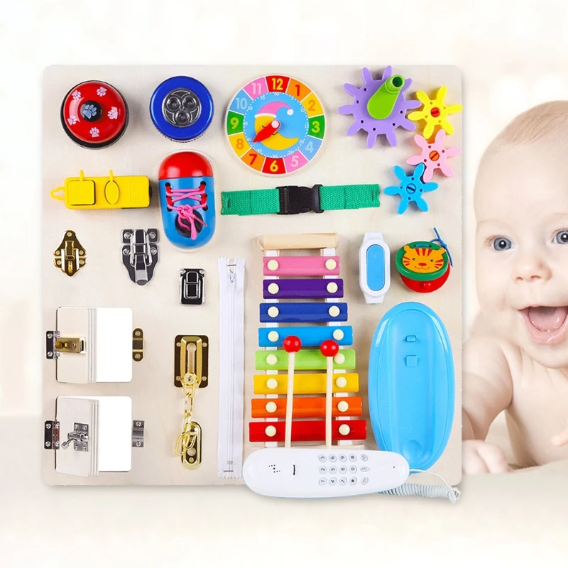 Malen Nieuwheid leider Voor Baby 'S 1 2 Jaar Montessori Baby Speelgoed Drukke Board Elements  Business Kind Games Sensorische Houten Busyboard Kids Activiteit sloten| |  - AliExpress