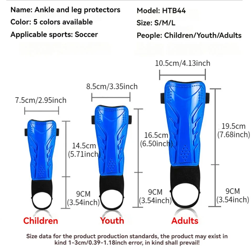1Pair Soccer Leg Guards with Ankle Calf Guards Shin Pads Knee Pads Double-Thickness Anti-Impact Anti-Fracture Foot Protection