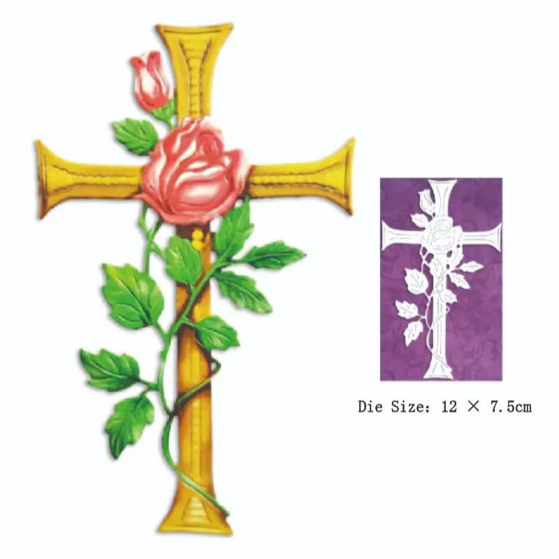 

Крест и розы Пасхальный религиозный цветочный пружинный металлический резной штамп Скрапбукинг штамп украшение для фотоальбома «сделай сам» карточное ремесло