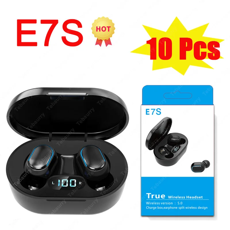 

10Pcs E7S TWS Bluetooth Earphones Wireless Headphone Sport Stereo Headset Bass Earbuds with Microphone for Smartphone