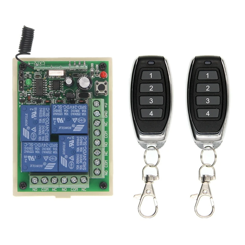 RF 무선 리모컨 램프 스위치, DC12V, 24V, 4CH 수신 송신기, 모터 컴퓨터 액세스 문짝, 개방 전원 끄기