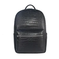 New Brand alligator Genuine Leather Men Backpacks Real Natural Leather Student Backpack Boy Luxury Business Laptop School Bag 1