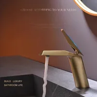 Brush Gold Basin Faucet Bathroom Single lever Hot and Cold Sink Lead Free Mixer Tap Faucet Solid Brass Basin Lavtory Faucet 2