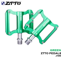Ultralight Anti-Slip CNC Wide Platform Bike Pedals (JT06 Green)