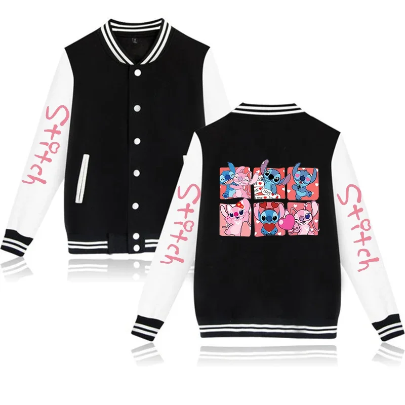 Disney Lilo & Stitch Jacket Hoodies Women Funny Mange Baseball Jacket Sweatshirt Gothic Graphic Y2k Streetwear Clothes Female 3