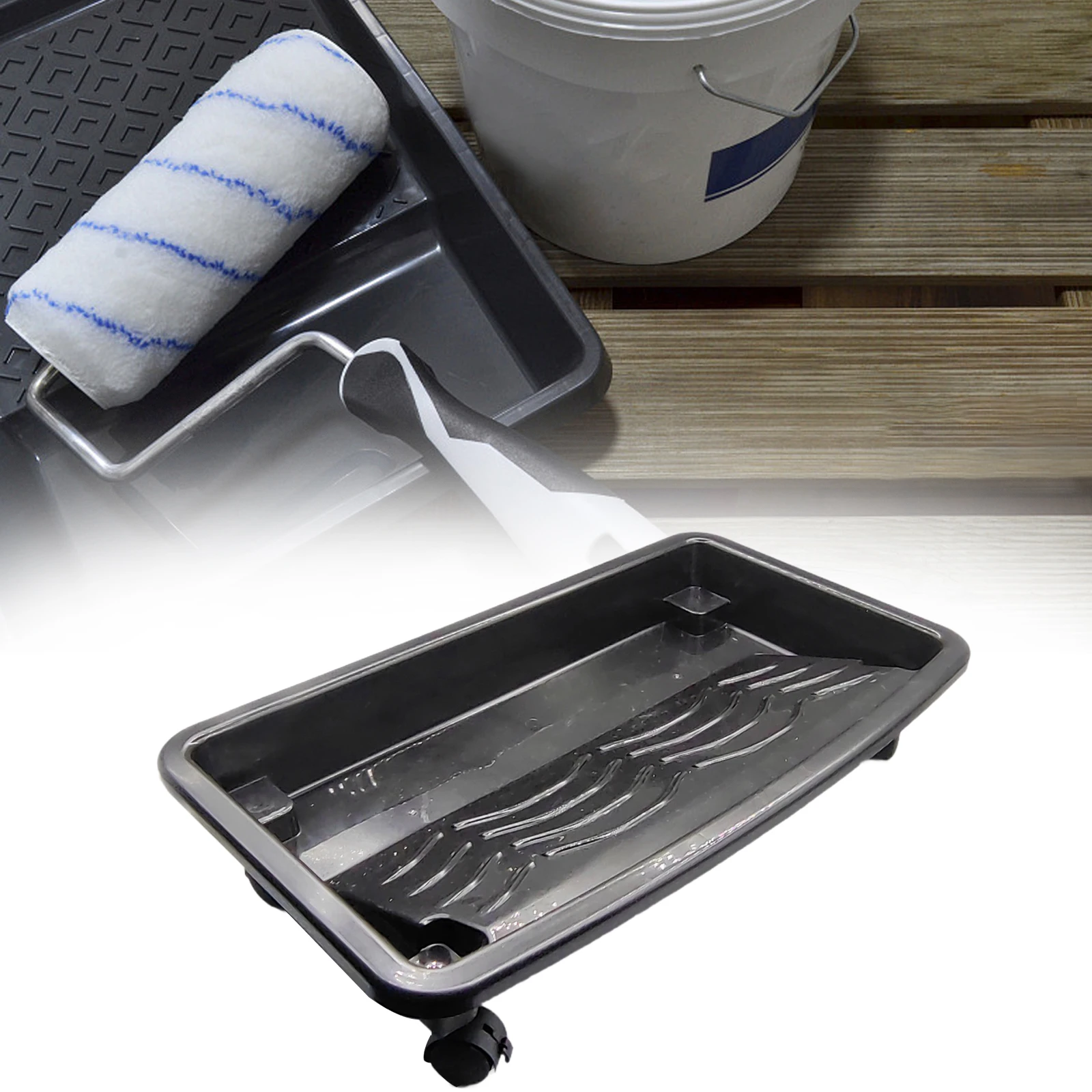 Paint Roller Tray Paint Cup with Wheels Wall Decor Roller Brush Holder Multifunctional Painting Supplies Tool