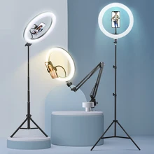 FIJ Selfie טבעת אור צילום אור Led שפה של מנורת עם נייד מחזיק גדול חצובה Stand עבור Youtube RGB Tok ringlight