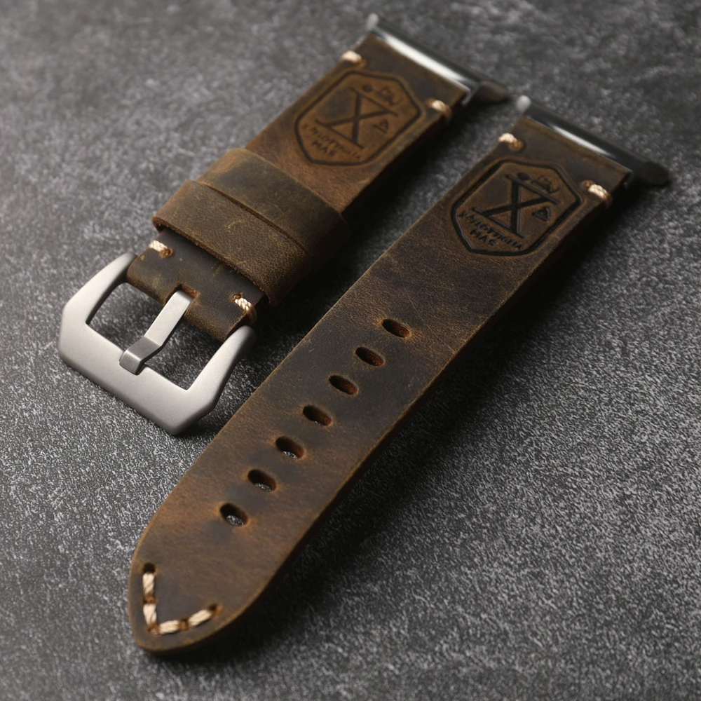 Premium Handmade Brown Vintage Leather Strap for Men, 47MM Cowhide Bracelet Design