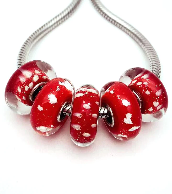 

YG981 5X 100% Authenticity S925 Sterling Silver Beads Murano Glassbeads NEW Fit European Charms Bracelet Diy Jewelry Lampwork