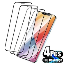 4Pcs Full Cover Protective Glass On For iPhone 11 12 13 Pro Max Screen Protector For iPhone XS XR 6 7 8 Plus Tempered Glass Film