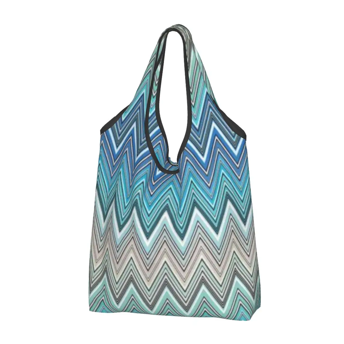 

Recycling Camouflage Home Zig Zag Shopping Bag Women Tote Bag Portable Zigzag Modern Grocery Shopper Bags