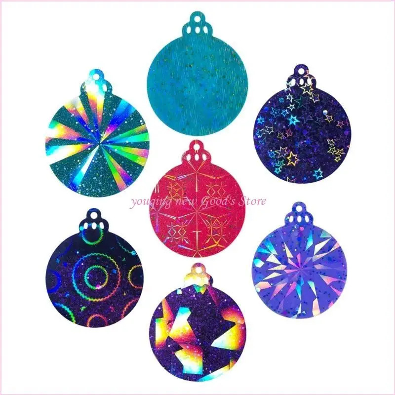 57QA 7 Stück Silikon-Weihnachtsharzformen, runde Anhänger, zum Basteln für Baumschmuck – Detail 1