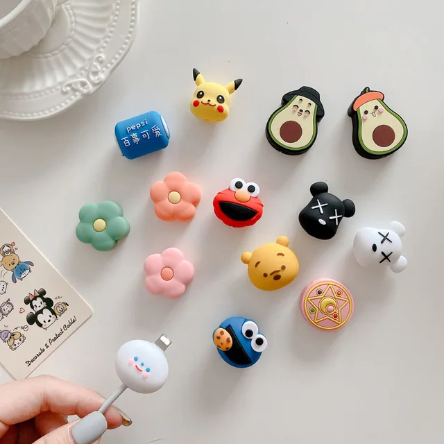 Cartoon Animal Cable Protector For iPhone Huawei USB Charging Cute Cable Cord Holder Protective Case Earphone