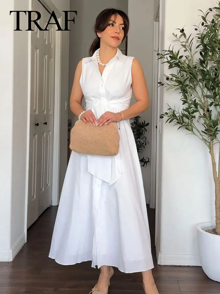 

Платье женское длинное однобортное на шнуровке, со складками и лацканами