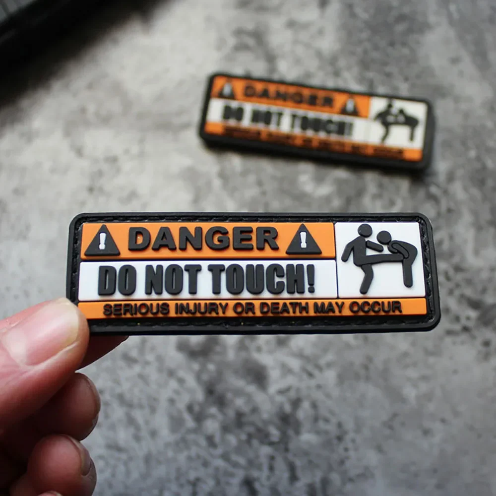 3D PVC Military Patch DO NOT TOUCH WARNING Outdoor Tactical Morale Badge Hook and Loop Patch on Backpack Sticker Applique