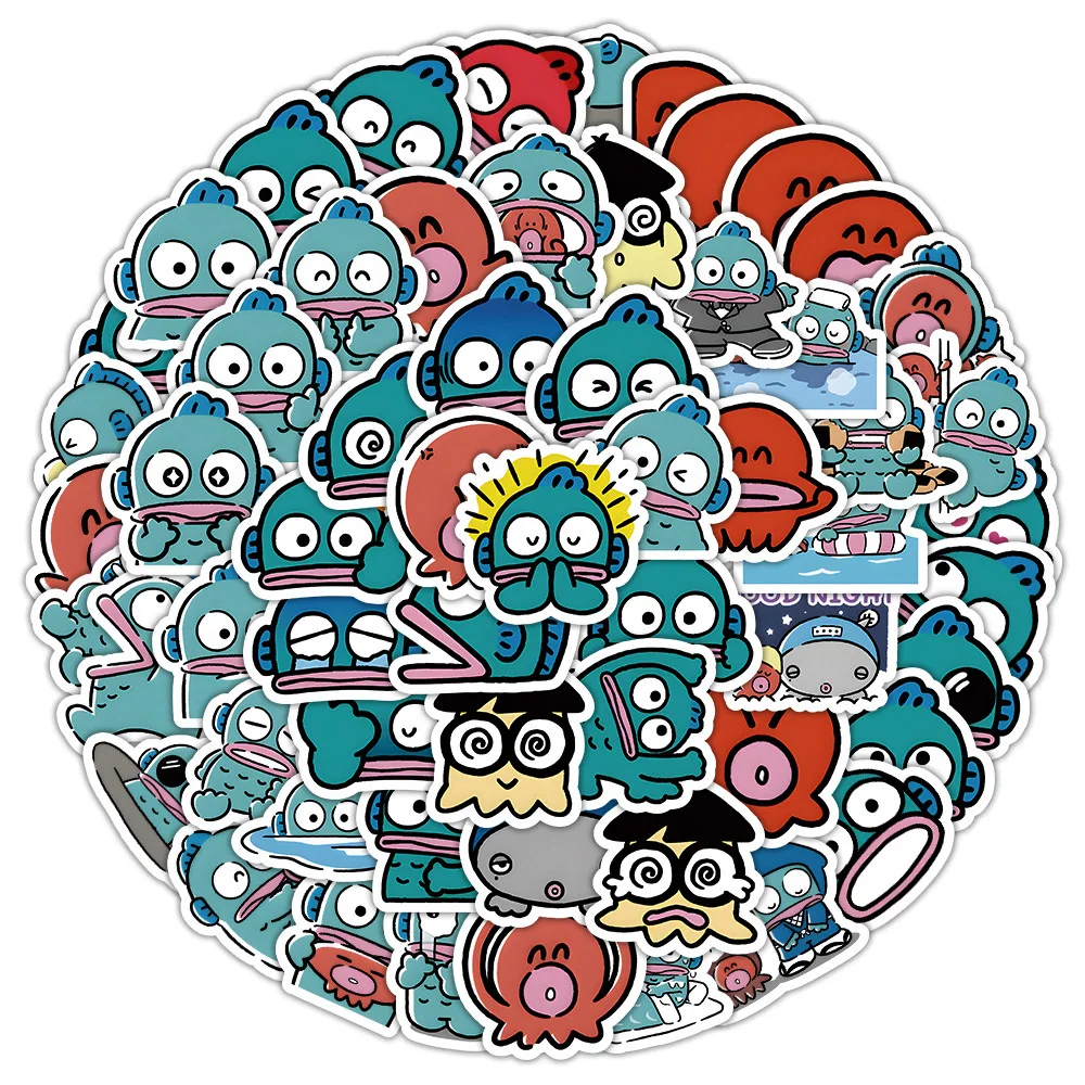 10/30/60pcs Ugly Fish Hanton Cartoon Stickers Waterproof Sanrio Decal Diary Scrapbooking Fridge Guitar Phone Sticker for Kids