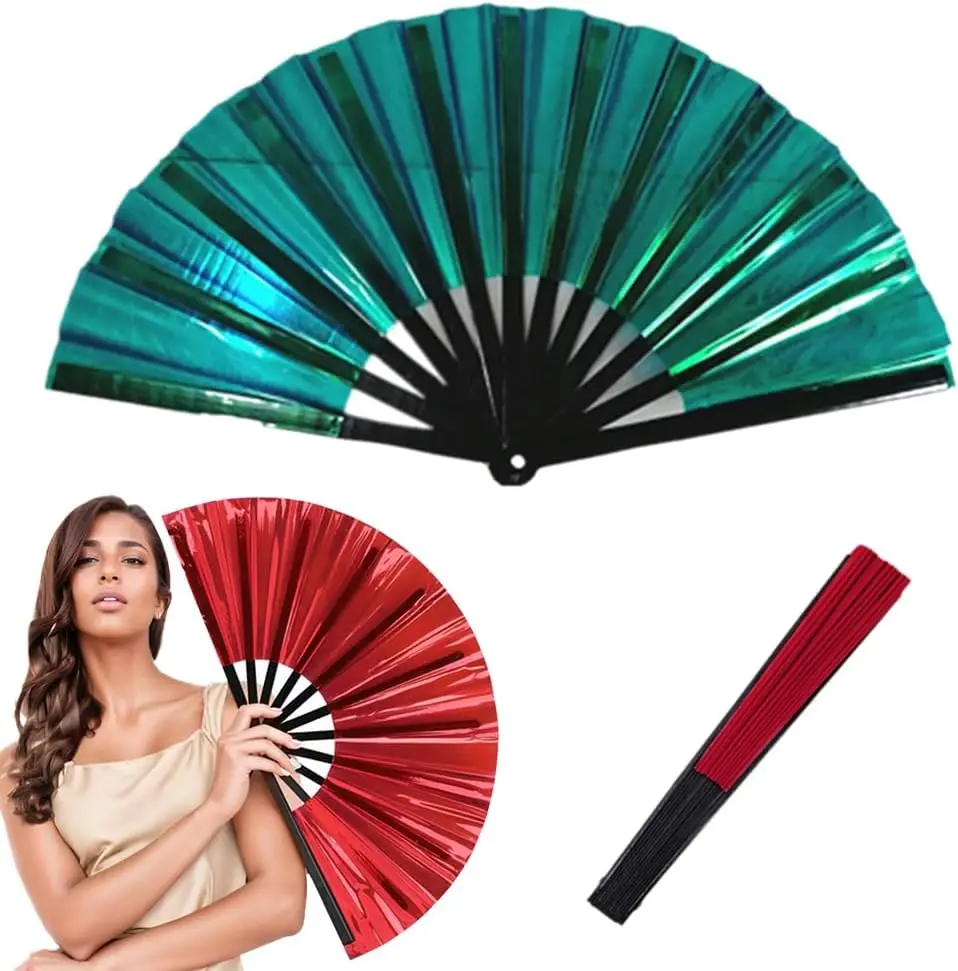 Boots on The Ground Clack Fan, New Large Holographic Folding Hand Line Dance Popping Fan,Clap Fans for Line Dancing