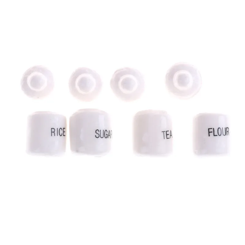 4pcs 1:12 Doll House Miniature Cute White Ceramic Storage Jars Kitchen Accessories Classic Pretend Play Furniture Children Toys 6