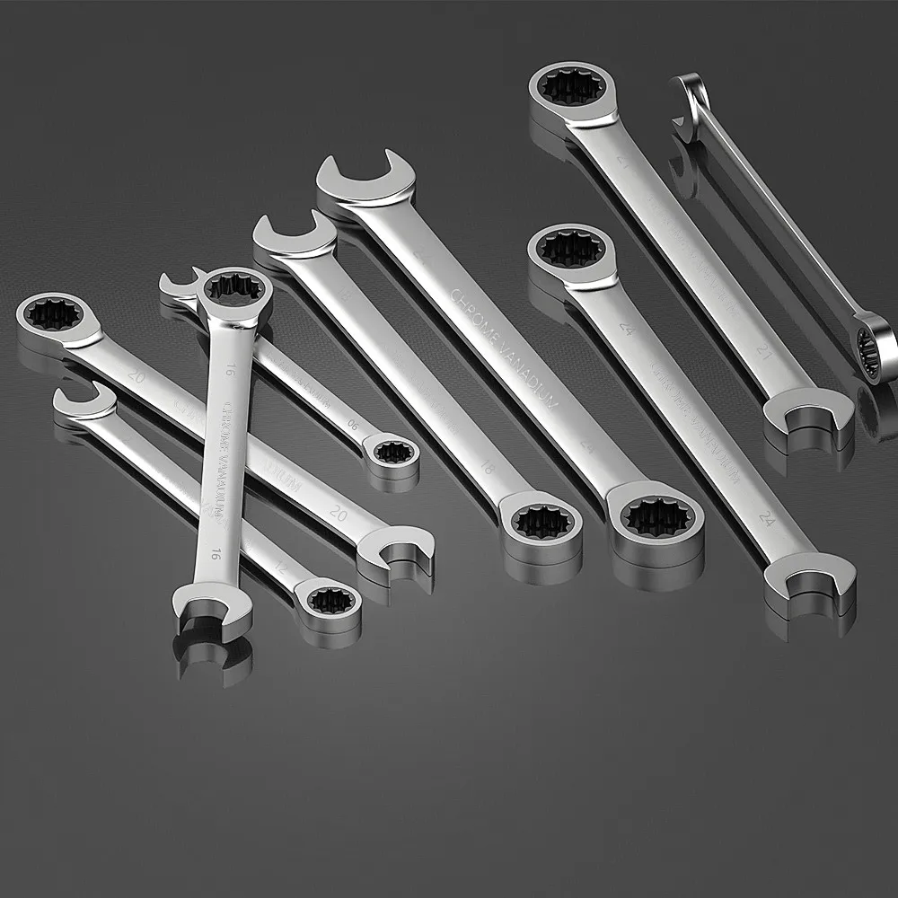 WOZOBUY Ratschen-Maulschlüssel-Set, 6–22 mm metrische Handwerkzeug-Sets, Autoreparatur-Schlüsselschlüssel, Schraubenschlüssel mit gerollten Stoffbeuteln – Detail 7