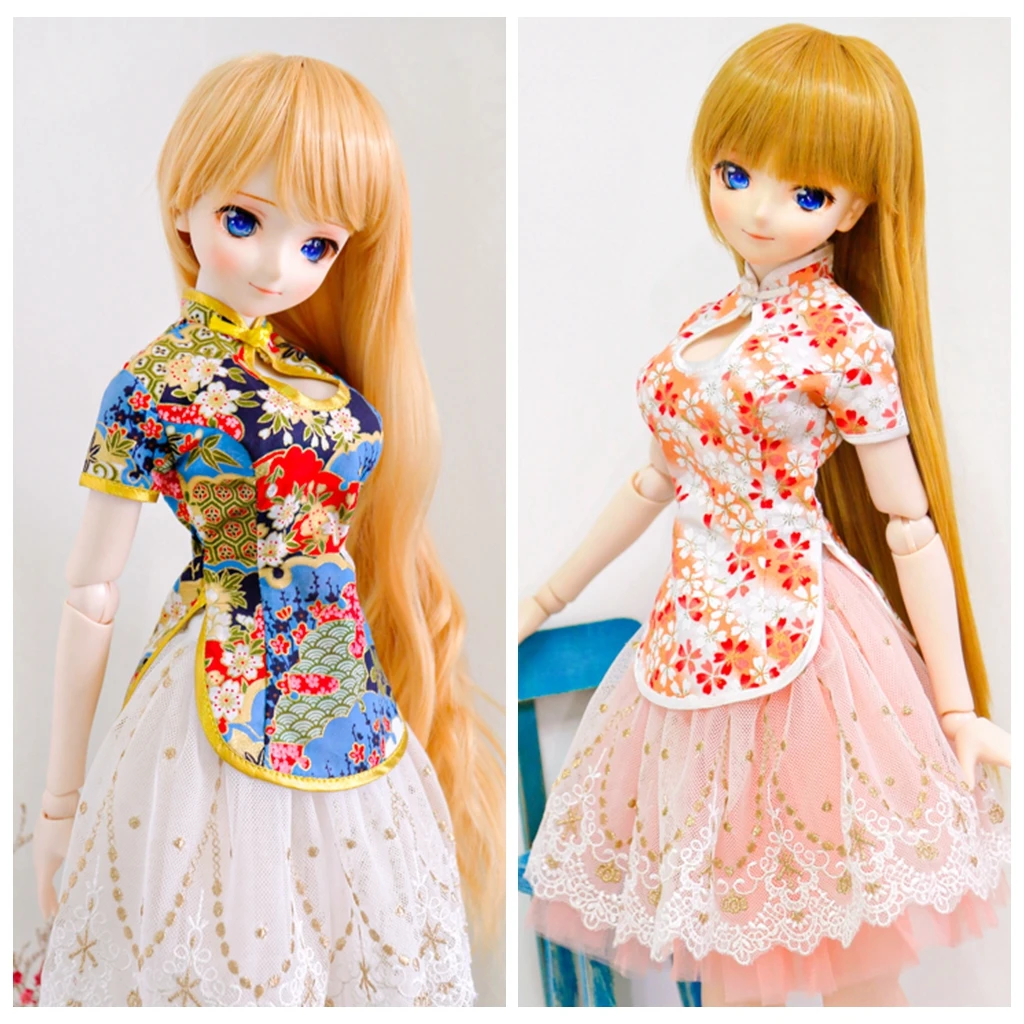 

[wamami] 2PCS Flower Pattern Lace Skirt/Shirt Cheongsam For 1/4 MSD 1/3 SD DZ AOD DD BJD Dollfie