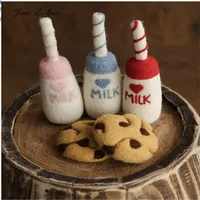 Wool felt biscuit milk bottle milk tea cup newborn photography theme modeling props studio shooting accessories 1