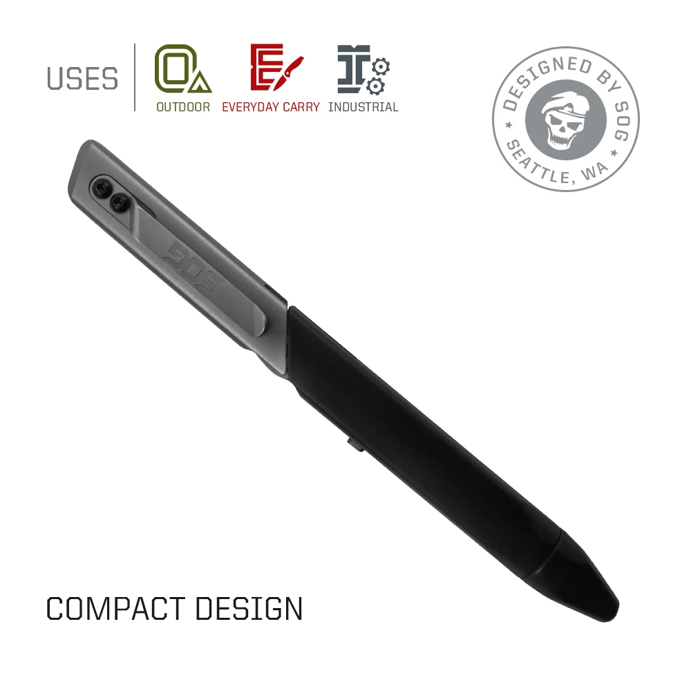 SOG Baton Q1, 멀티툴 전술 펜, TSA 여행용 액세서리, 접이식 가위가 포함된 다기능 펜, 포켓 EDC 장비, 4가지 도구