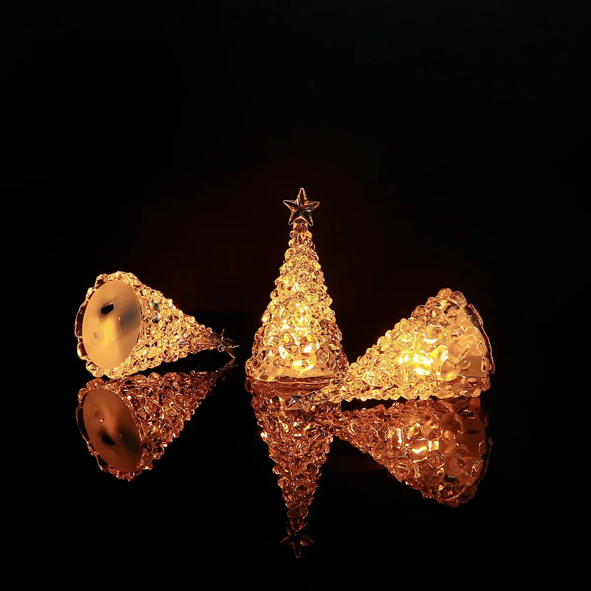 Crystal Glowing Christmas Tree Light Xmas Desktop Decorations Warm Colorful Festival Ornaments Crystal Night Light