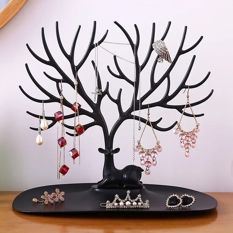 Jewelry Display Stand Tray Tree Storage Racks Earrings Necklaces Rings Jewelry Boxes Case Desktop Organizer Holder Make Up Decor