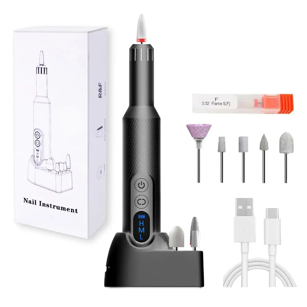 Electric Nail Drill Cordless Nail File Manicure Pedicure Kit for Acrylic Gel Nails Professional Nail Grinder for Home Salon Use