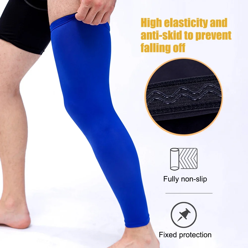 2 Paia Manicotti A Compressione Gamba Intera – Con Strisce Silicone Antiscivolo, UV, Per Sport – Uomo/Donna, Bianco E Nero - 2