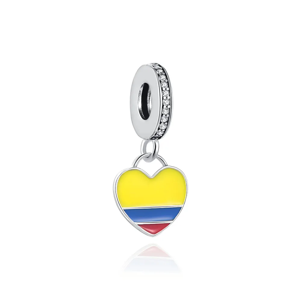 Flag silver pendant jewelry Dangle Diy Bead Fit European 925 Silver Bracelet Accessories Sterling
