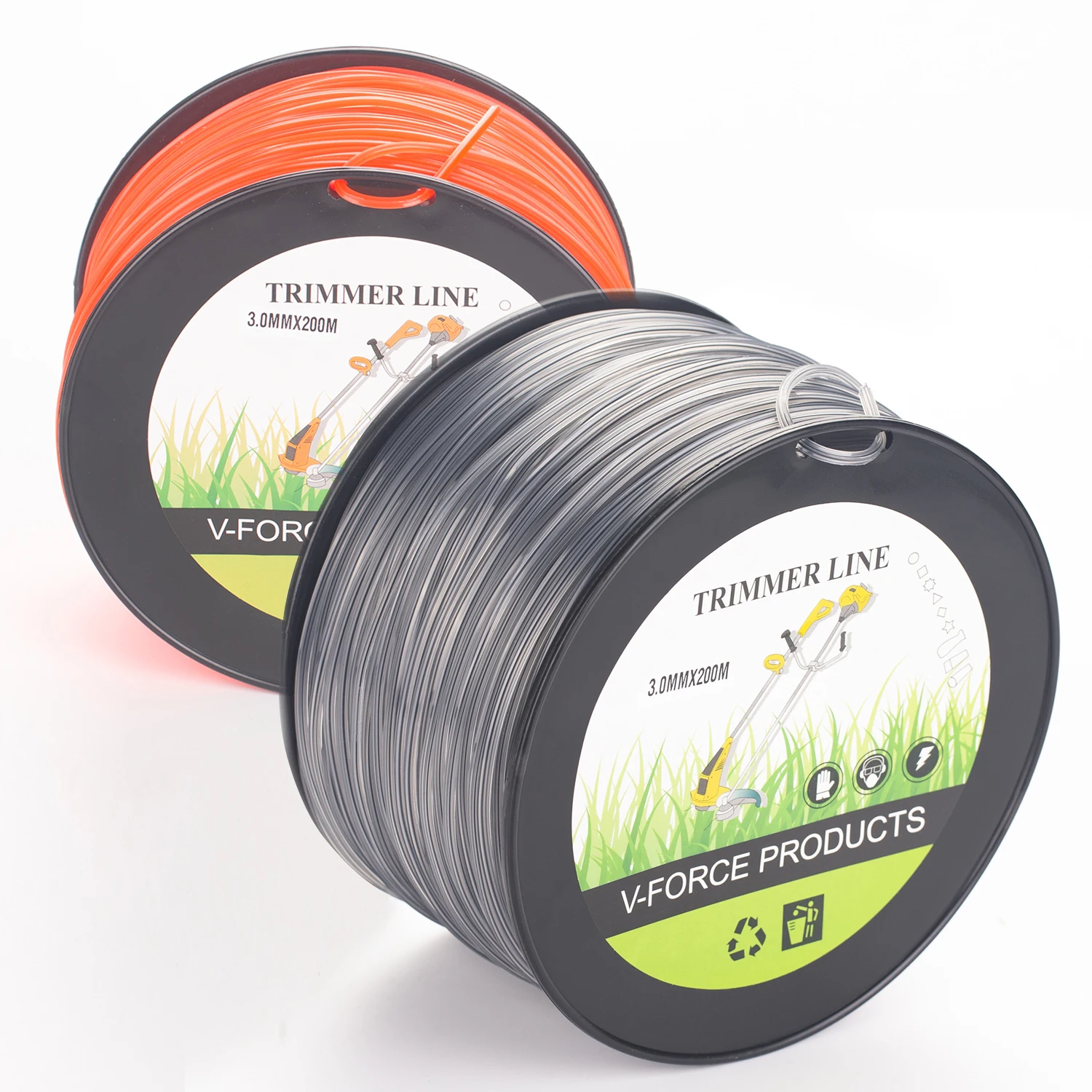2.4/3.0/4.0mm×200M Silver Grass Cut Strimmer Line Round Star Graphite ...