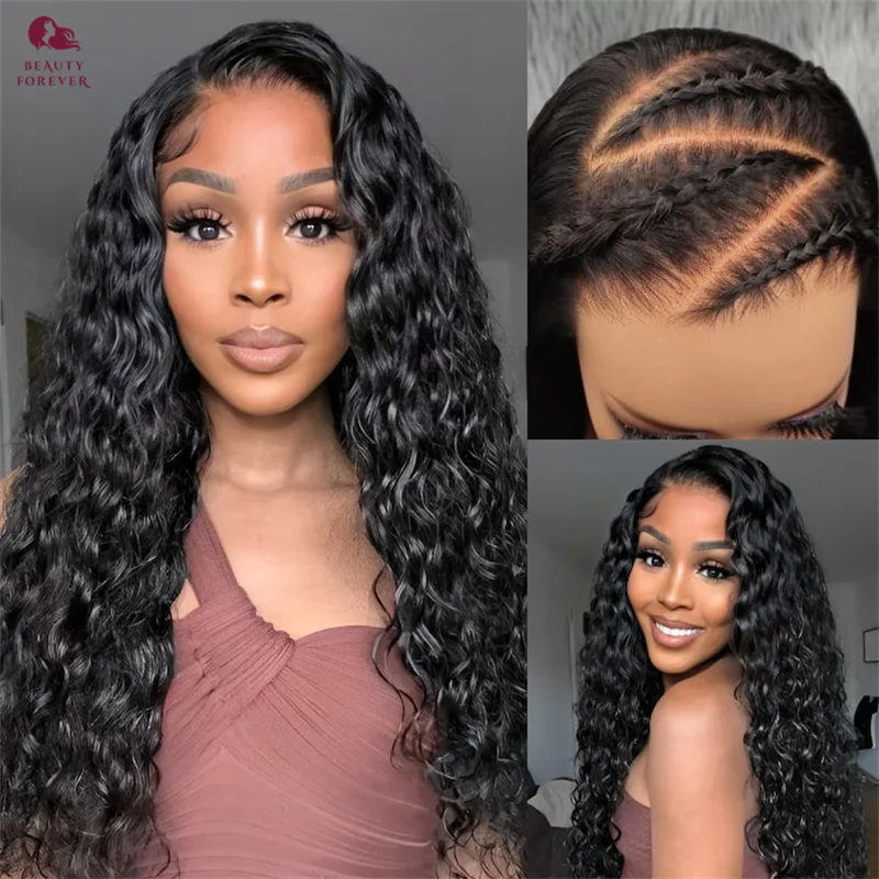 Beautyforever 7x5 Pre Everything Water Wave Glueless Human Hair Wigs Wear Go Glueless Wig Ready to Wear HD Lace Front Wig
