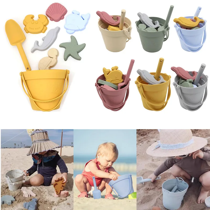 Silicone Beach Toys Kids Sand Molde Tools Set Summer Water Play Baby Funny Game Cute Animal Mold Soft Swimming Bath Toy Bambini
