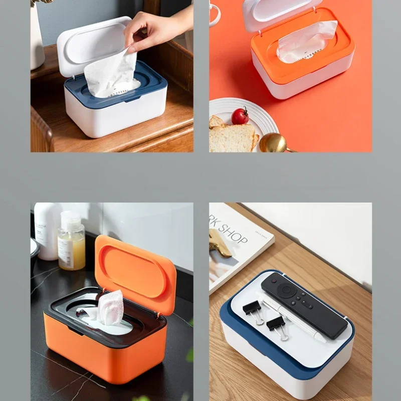 Portable Tissue Storage Box with Lid Dustproof Cover  for Wet Wipes Dispenser Home Office Mask Storage Box Sealed Organizer 3
