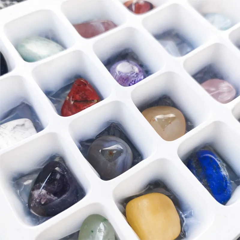 Natural Stones 1 Box Gift Raw 20 PCS Gemstones Collectible Sample Home Student Decoration Ore Mineral Specimen Quartz Crystal Polished Stone