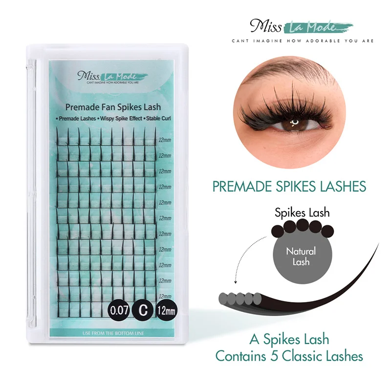 Misslamode Spike Lashes Fairy Eyelashes Extension 3D A/M Shape False Natural Self Grafting 0.07 CD Curl |
