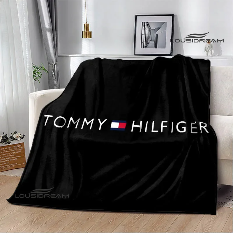 T-Tommy-hilfiger logo printed blanket Warm blanket Flange blanket Soft and comfortable blanket Home travel blanket birthday gift