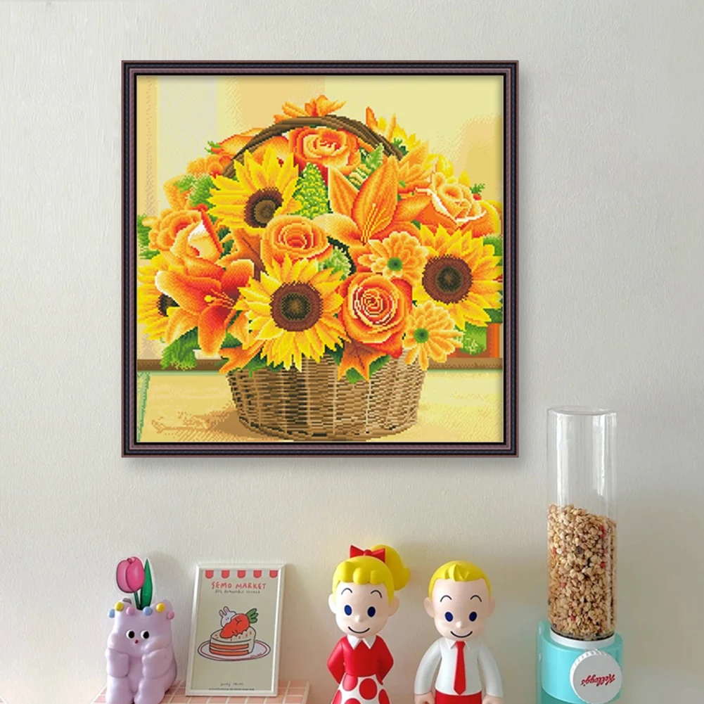 Full Embroidery Beads Printed 9CT Flower Cross Stitch Kit Home Art Decor